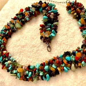 Multicolored Stone Chip Collar Necklace